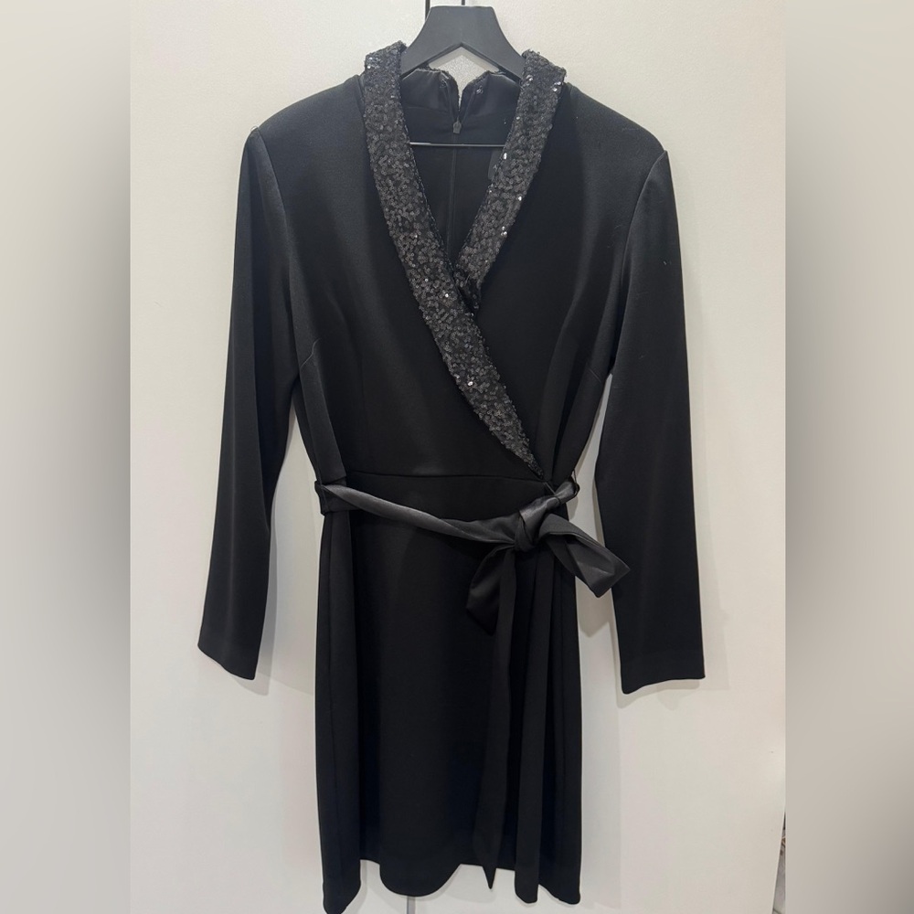 Elegant Black Dress with Sequin Trim